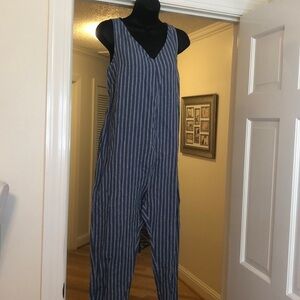The Nines by Hatch Blue and White Maternity Jumpsuit Size XS NWT